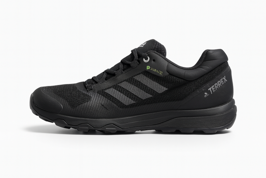 Black Adidas Terrex sneaker on a white background